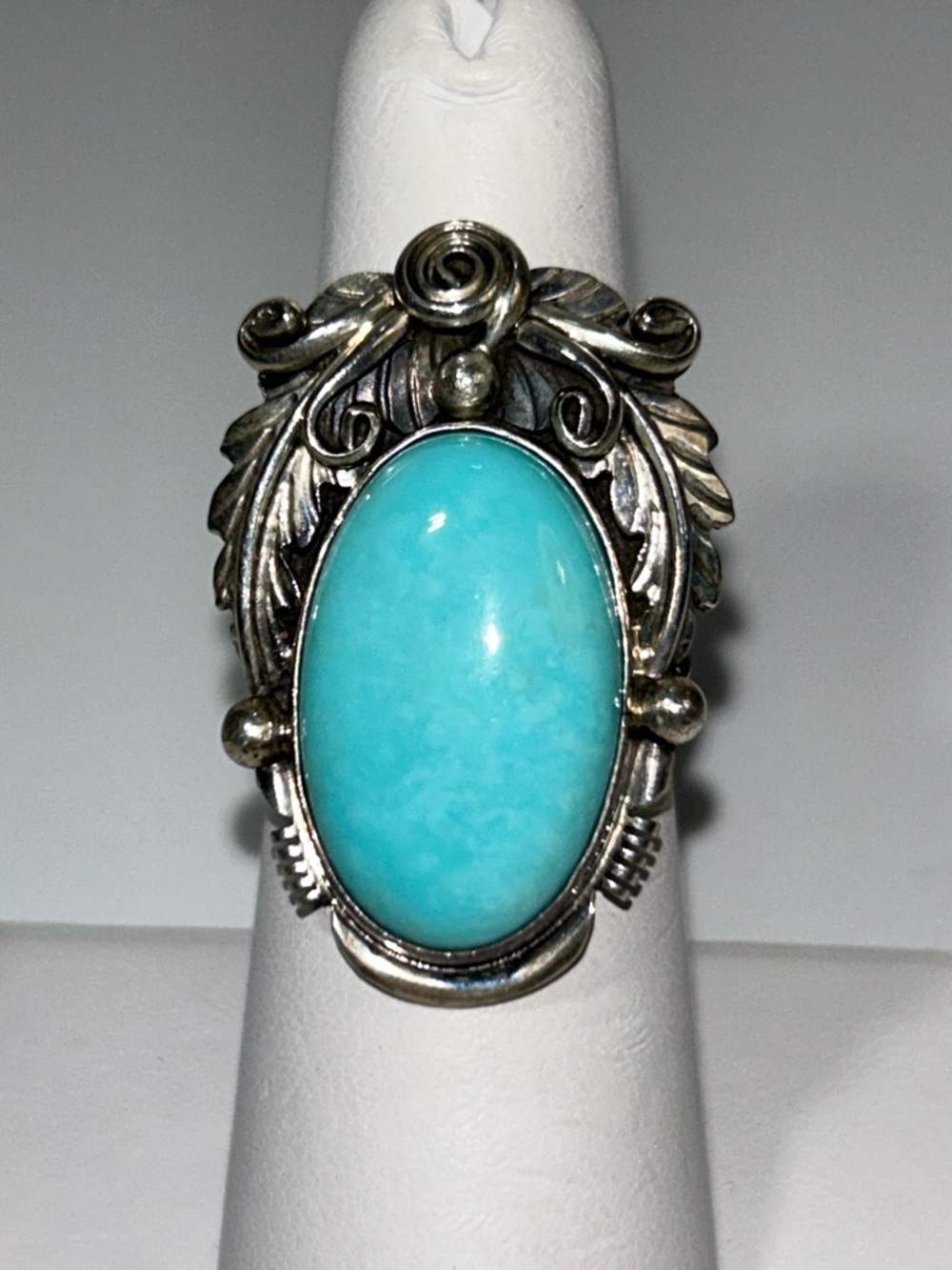 NWOT Native American Made Sterling Silver & Sleeping Beauty Turquoise Ring